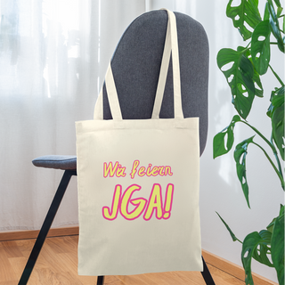 Stoffbeutel "Wir feiern JGA!" gelb-pink - Natur