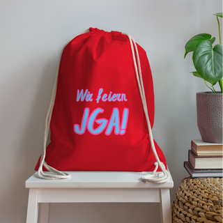 Turnbeutel "Wir feiern JGA!" blau-pink - Rot