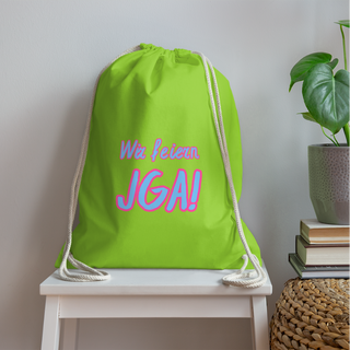 Turnbeutel "Wir feiern JGA!" blau-pink - Neongrün