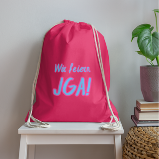 Turnbeutel "Wir feiern JGA!" blau-pink - Fuchsia