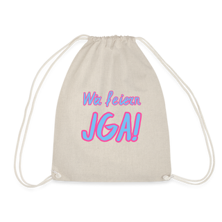 Turnbeutel "Wir feiern JGA!" blau-pink - Natur