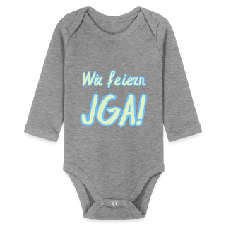 Baby Body "Wir feiern JGA!" hellgrün-blau - Grau meliert