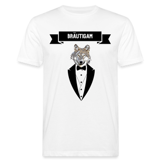 T-Shirt Bräutigam Wolf im Anzug schwarz - weiß