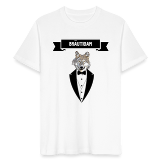 T-Shirt Bräutigam Wolf im Anzug schwarz - weiß