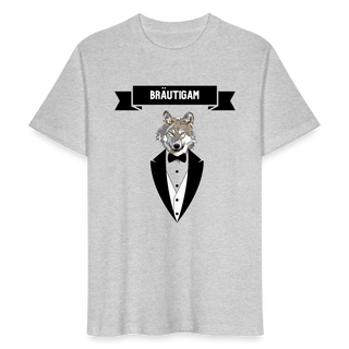T-Shirt Bräutigam Wolf im Anzug schwarz - Grau meliert