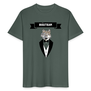 T-Shirt Bräutigam Wolf im Anzug schwarz - Graugrün