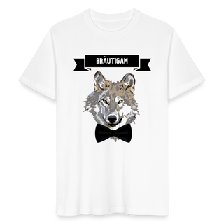T-Shirt Bräutigam Wolf mit Fliege schwarz - weiß