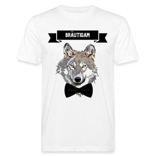 T-Shirt Bräutigam Wolf mit Fliege schwarz - weiß