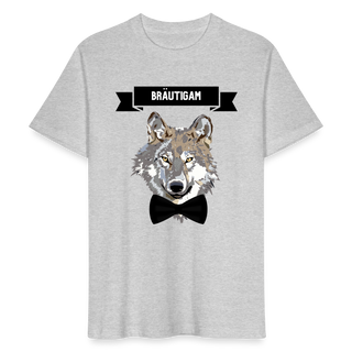T-Shirt Bräutigam Wolf mit Fliege schwarz - Grau meliert