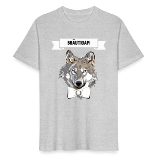 T-Shirt Bräutigam Wolf mit Fliege weiß - Grau meliert