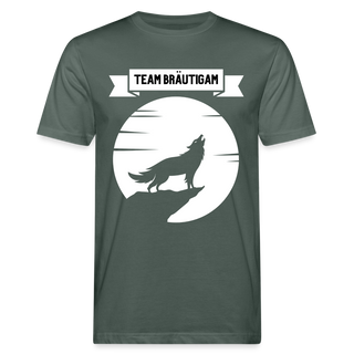 T-Shirt Team Bräutigam heulender Wolf weiß - Graugrün