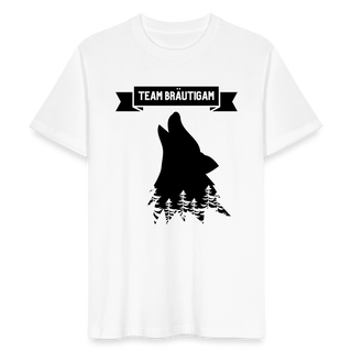 T-Shirt Team Bräutigam Wolf im Wald schwarz - weiß