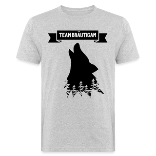 T-Shirt Team Bräutigam Wolf im Wald schwarz - Grau meliert
