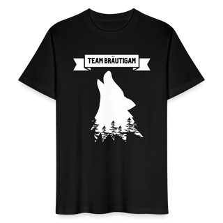 T-Shirt Team Bräutigam Wolf im Wald weiß - Schwarz
