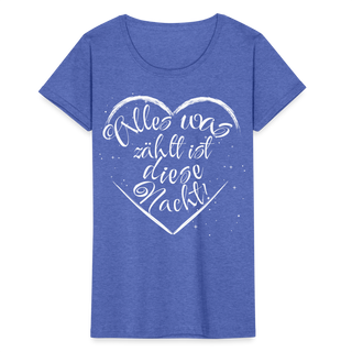 T-Shirt "Alles was zählt" weiße Schrift - Blau meliert
