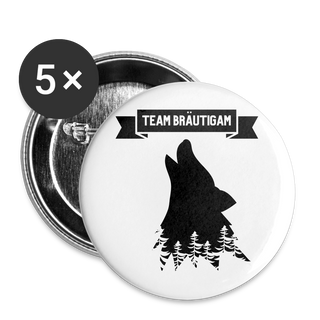 Buttons Team Bräutigam "Wolf im Wald" - weiß