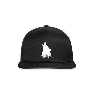 Snapback Cap "Wolf im Wald" - Schwarz/Schwarz
