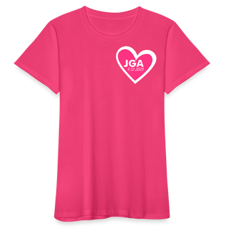 T-Shirt Herz "JGA + Datum - anpassbar" - Neon Pink