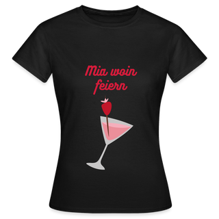 JGA T-Shirt "Mia woin feiern" - Schwarz